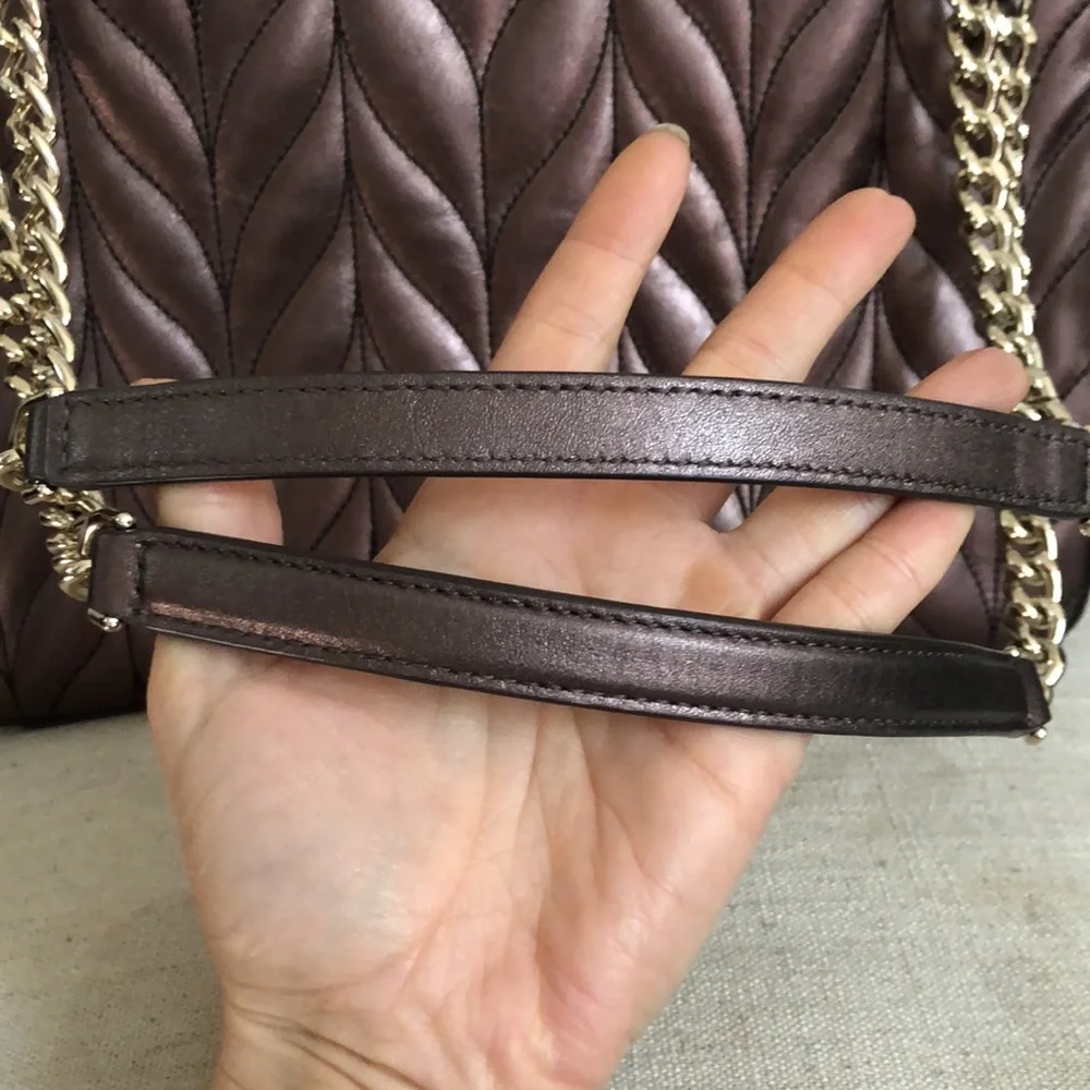 Beautiful bronze Kate Spade purse with gold chain handle - Picture 3 of 14